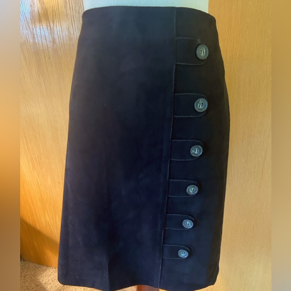 EUC-Faux-Suede Side Button Pencil Skirt